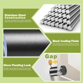 12 x 20mm (Dia. x L) Standoff Screws - Masendelk Black Sign Standoff Mounts with Installation Accessories - Stainless Steel Wall Mount Hardware for Acrylic, Glass, Metal, Wood Panels - 24 Pieces