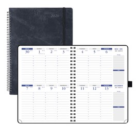 POPRUN 2026 Weekly Agenda (A4-8.25'' x 11.75''), Quarter-Hourly Appointment Book (Jan. 2026 to Dec. 2026) with Monthly Tabs, Spiral Softcover, 2 Inner Pockets, Pen Holder - Black