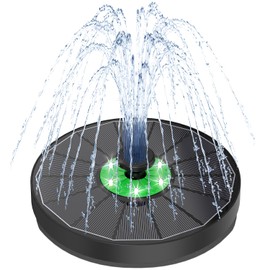 Yzert Solar Fountain for Bird Bath Green Flower White Lights, 3.5W Glass Solar Bird Bath Fountains with 2200 mAh Battery, Solar Fountain Pump with 7 Nozzles for Pool, Garden, Outdoor, Pond
