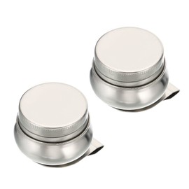 PATIKIL 2" x 1.8" Palette Cups, 2 Pack Paint Pot Container Cup with Lid and Clip Stainless Steel for Oil Painting, Silver