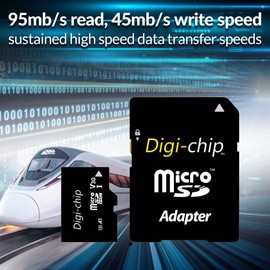 Digi-Chip Extreme Speed 64GB Micro-SD Memory Card UHS-3 Class 10 For Go Pro Hero Cameras - Hero 4, Hero 5, Hero 6, Hero 7, Hero 8 - Black, Silver, White