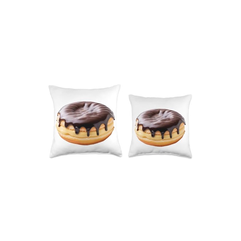 Boston Cream Donut Throw Pillow