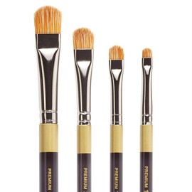 KINGART Premium 4 pc. Original Gold 9247 Series Crescent Filbert Blender Artist Brush Set, Synthetic Bristle/Taklon Hair for Acrylic and Oil Paint, Short Handle,4 Sizes: 1/8", 1/4", 3/8", 1/2"
