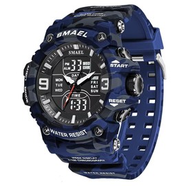 SMAEL Men's Military Watches Outdoor Sports Watch Waterproof LED Date Alarm Digital Analog Wrist Watches for Men