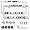 2 Pack Retired License Plate Frames for US Army, Silver