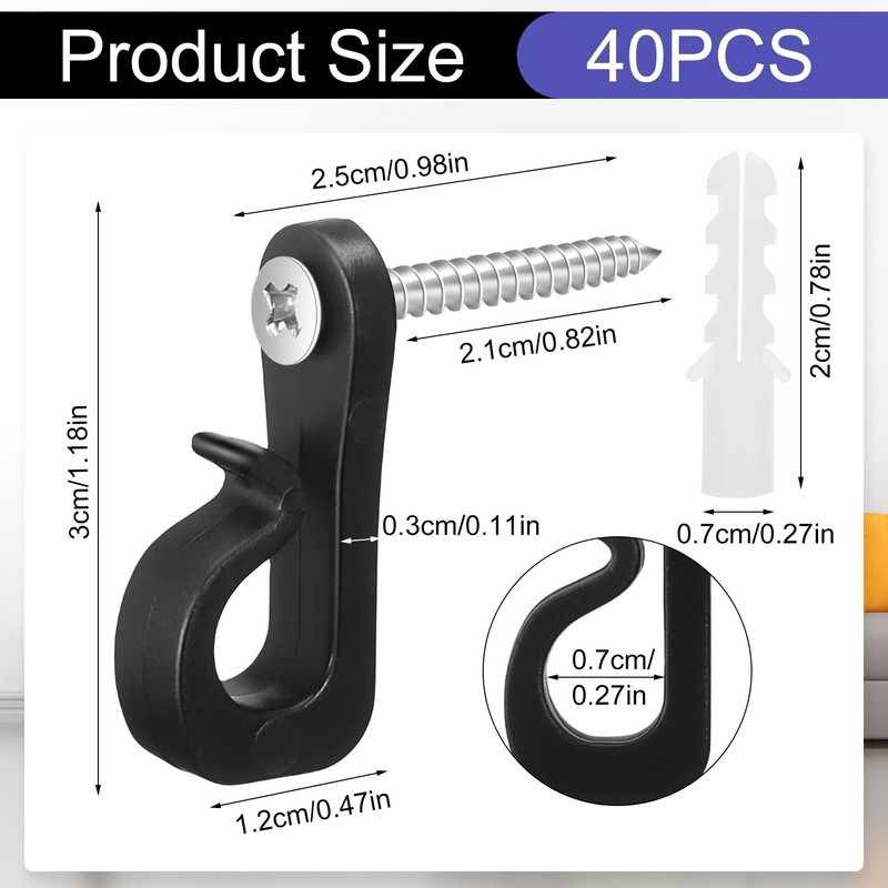 Invalidism 40-Pack Screw Hooks Q-Hanger Screw in Hooks with Safety