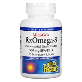 Natural Factors RxOmega-3 Mini-Gels Omega 500mg – Aceite de Pescado para Salud Cardiovascular y Cerebral – 60 cápsulas blandas