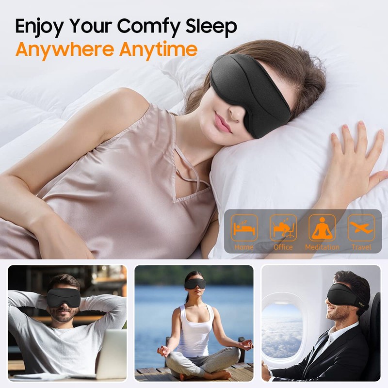 BeHoomi Sleep Mask, 2 Packs Premium Eye Mask for Sleeping,