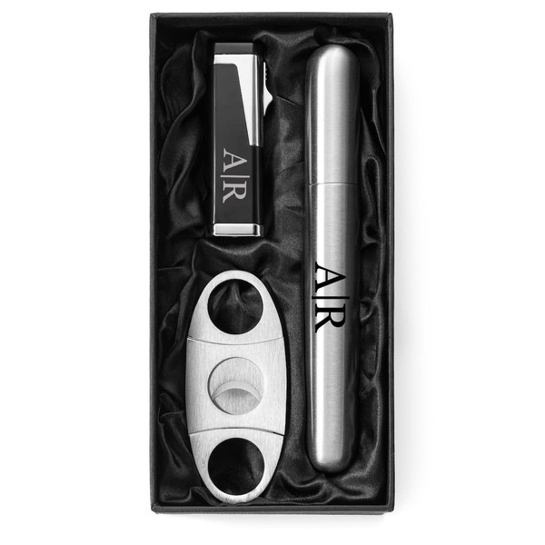 Custom Engraved Stainless Steel Cigar Tube Flask, Cutter, & Triple