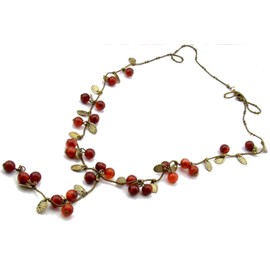 Miniblings Currant Set Necklace Earrings Bracelet Necklace Bronze Women's Berry Handmade Fashion Jewellery Link Chain Bronze, Bronze, Pearl