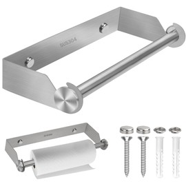 Kitchen Roll Holder Wall Mounted, 28 cm Stainless Steel Kitchen Roll Holder, Roll Holder Under Cabinet Drilling, Paper Roll Holder Wall for Kitchen Cabinet Bathroom Sink - Silver