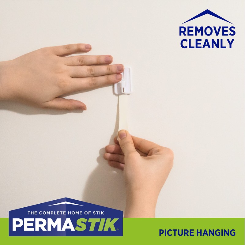 PermaStik Picture Hanging Kit Includes Removable Adhesive Hooks, 9 Small,