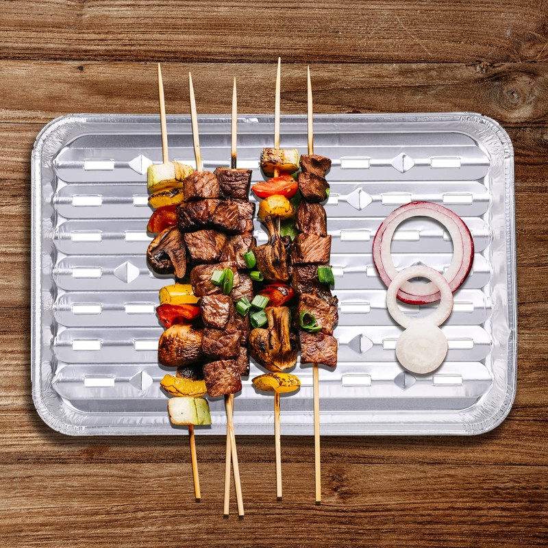Yesland 30 Pack Disposable Aluminum Pans with Perforated Bottom for