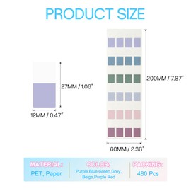 PATIKIL Clear Index Sticky Tabs, 480 Pcs Small Transparent Sticky Notes Bookmarks Planner Stickers Page Tabs for Office Notebooks File Folder Ledger Book, Retro 6 Colors