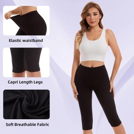 Vinconie Women Knee Leggings Crop Shorts for Under Dresses Fitness Leggings Slim