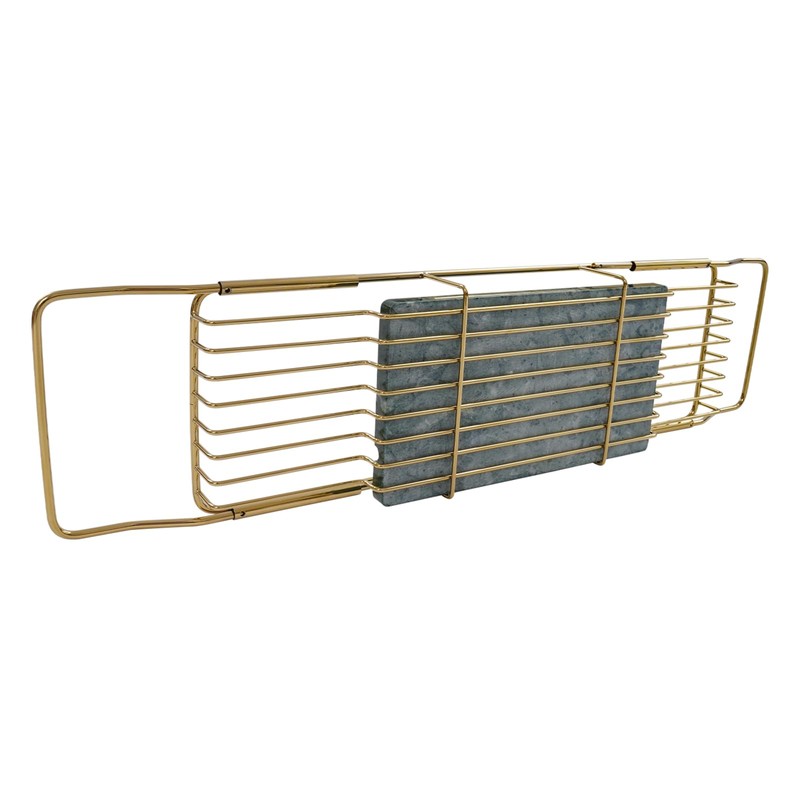 DDBESSIC Stainless Steel Bathtub Tray, Expandable Marble Bath Tray for