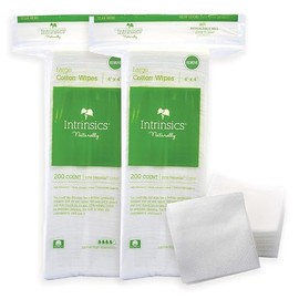 Intrinsics Large Cotton Face Pads – 4" x 4", 8-Ply 100% Cotton Makeup Remover Pads- 2 Pack (400 Count)