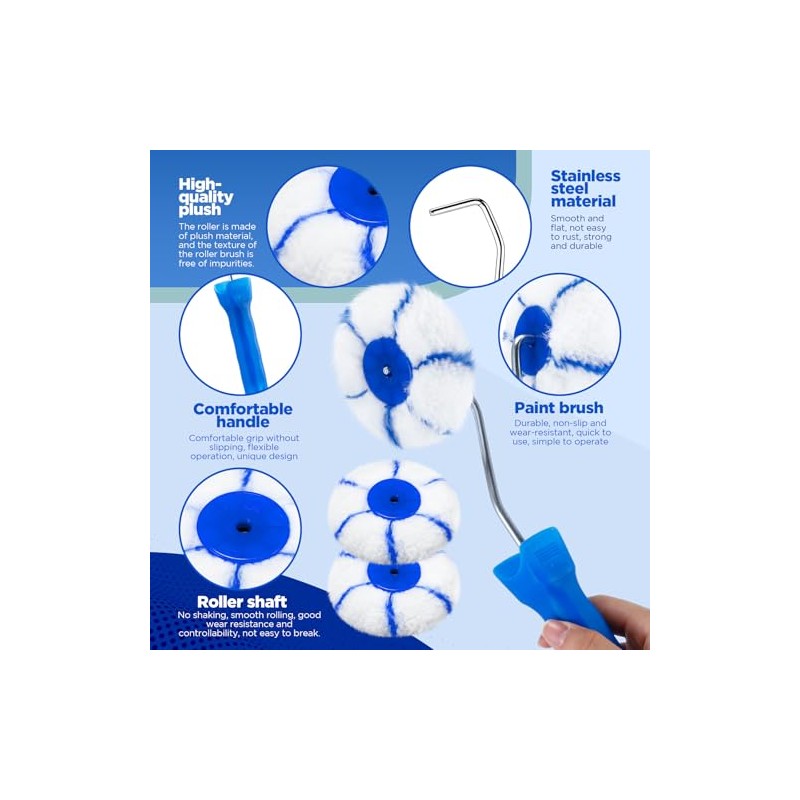 Leumoi 10 Pieces Corner Paint Roller Kit Including 9 Pcs