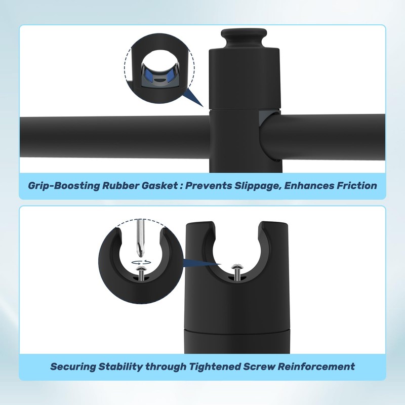 Hibbent Universal Adjustable Shower Holder with Hook - Fits 19-23.5mm