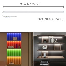 LAIFUNI Under Cabinet Lights with Remote, 20 Color Changeable Closet Lights, Dimmable LED Light Bar, RGB Lighting for Desk, Counter, Workbench, Kitchen, Shelf (36 Inch)