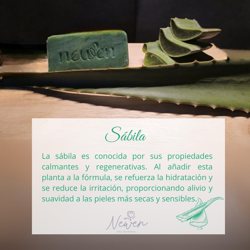 Newen Jabón corporal Natural - Barras con ingredientes activos, Sábila,