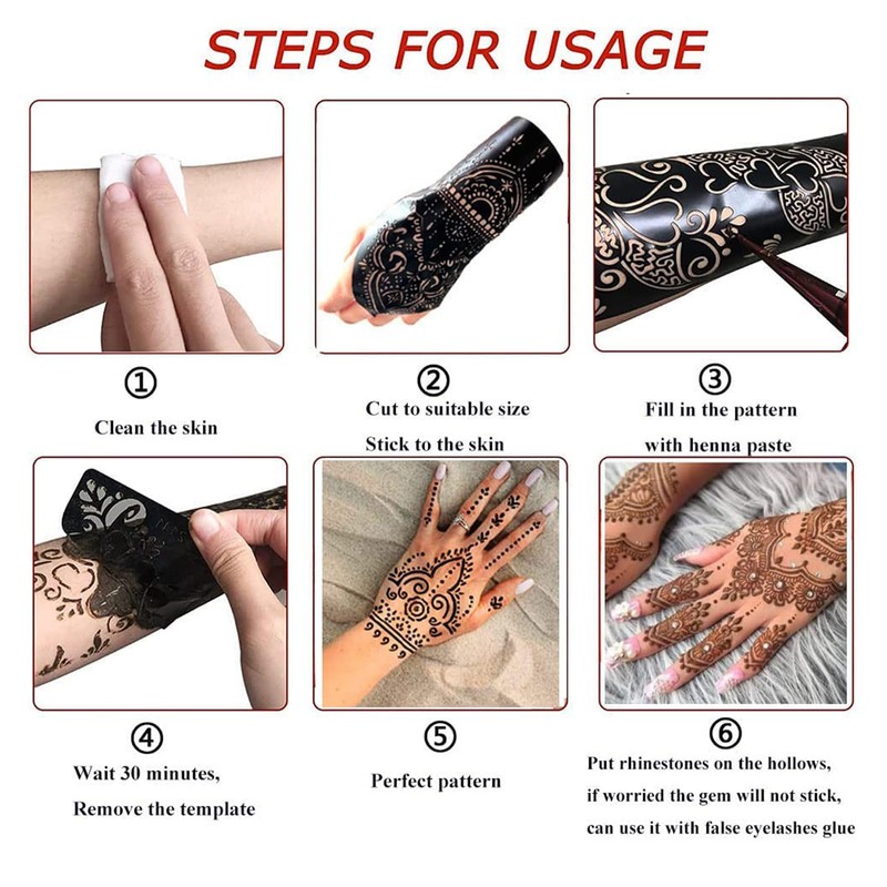 Henna Tattoo Stencils Kit for Hand, 24 Sheets Indian Arabic