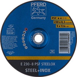 Pferd E2308A30MPSFINOX A30MPSF Reinforced Grinding Wheel, Multi-Colour, 230 x 8 mm