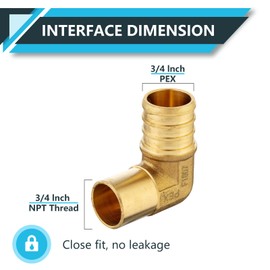Seelink (30-Pack) PEX Fittings, Pex 3/4" x 1/2" Male Sweat Elbow Copper Adapter, Brass Crimp Fittings, for PEX Tubing Pipe Plumbing, ASTM F1807(PEX1807145-30Pack)