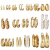 18 Pairs of Women's Earrings, Gold Fashion Earrings, Pearl Earrings,