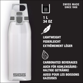 SIGG - Tritan Sports Water Bottle - Total Color Transparent - Leakproof - Featherweight and Shatter-Proof Tritan Plastic - Dishwasher Safe - BPA Free - 34 Oz