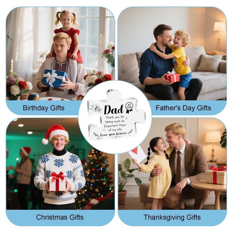 1PCS Puzzle Shaped Acrylic Plaques Daddy Birthday Gifts, Dad Gift