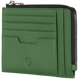 VON HEESEN Genuine Leather RFID Card Holder Made of Nappa Leather - 9 Compartments - Landscape Format Credit Card Holder for Men and Women, Green, 03