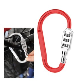 Helmet Lock, Carabiner Keychain, 3 Digit Dial Lock, Carabiner Lock, Key Holder, Password Type Carabiner Lock, Anti-Theft, Waterproof, Suitcase, Travel Gear, Bag, Lock Carabiner, Security, Security Equipment, Lock Carabiner (Red)