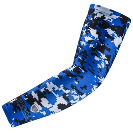 Stromguard Compression Sports Arm Sleeve Digital Camo Baseball Football Basketball - (One Arm Sleeve), #3 - Royal Blue-black-white, Youth Large