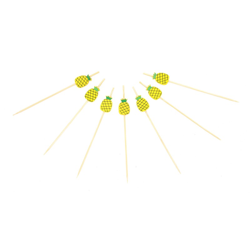PuTwo Cocktail Picks Handmade Bamboo Toothpicks 100pcs 4.7" in Yellow