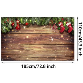 Christmas Wood Wall Decoration Background Christmas Photo Backdrop Fabric Glitter Snowflake Christmas Background Merry Xmas Background Backdrop for Holiday Photography Party, 72.8 x 43.3 Inch