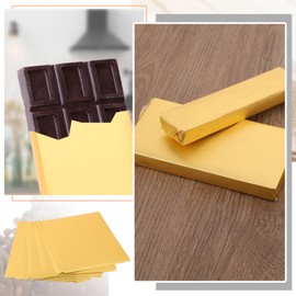 JIYIN 100Pcs Gold Foil Candy Wrappers, Foil Chocolate Wrapping Paper Large Chocolate Candy Bar Wrappers, Square Aluminium Candy Foil Wrapper for DIY Candy Chocolate 7.5" x 6.3"
