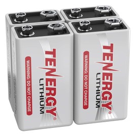 Tenergy 9V Lithium Batteries, 1200mah Non-Rechargeable Batteries, 10 Years Shelf Life Lithium 9 Volt Batteries, 4 Pack