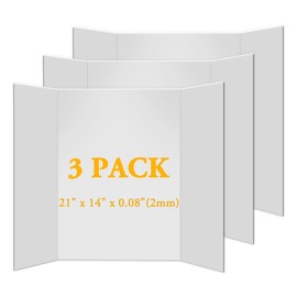 AKONEGE 3Pcs Small Trifold Poster Board, 21 x 14 inches White Tri Fold Poster Boards Corrugated Presentation Board Science Fair Display Boards for School Fun Projects, Exhibitions and Business