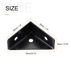 sourcing map 4Pcs Angle Corner Brackets 38mm x 38mm, Cold Rolled Steel Braces Joining Support with Screws for Desk Bed Edge (Black)