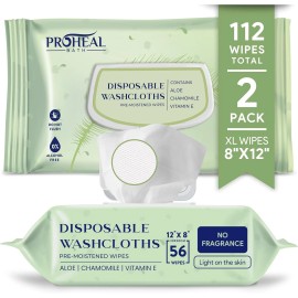 ProHeal X Large Wet Wipes for Adults - 2 Packs of 56 [112 Count] Disposable...