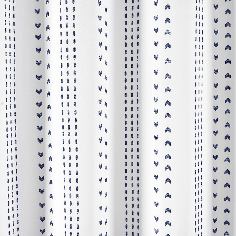 Lush Decor Hygge Stripe Shower Curtain, 72" x 72", Navy