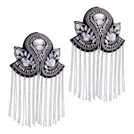 DIYEAH 1 Par de Charreteras - Hombreras Plateadas con Flecos, Accesorios para Smoking y Traje Elegante, Aleación de Zinc (7,86x4,72in) - Estilo Vintage y Punk