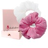Scrunchie Satin Hair Bobbles in Pink and White, Includes Elegant