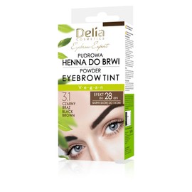 Delia Cosmetics Powder Eyebrow Colouring - Natural Herbs & Colour - Emphasized, Darkened, Thickened Eyebrows - 20 Easy Applications - Complete Eyebrow Dye Set (Black Brown)