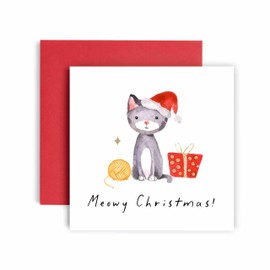 Huxters Funny Christmas Cards from the Cat – Meowy Christmas for Cat Mum Dog Dad