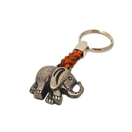 ClaroSchmuck Key Ring Metal Thickness 2 mm Faux Leather Cord Total Length Approx. 9 cm - 11 cm, elephant