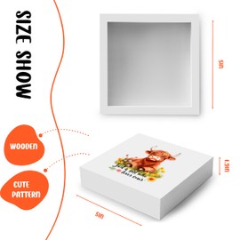 BJDAMAI Highland Cow Decor Wooden Box Sign Decorative, Home Room Desk Decorations For Teens Teenage Girls Age 8-12, Cow Lovers Themed Gifts Stuff Accessories Things Merchandise Items!