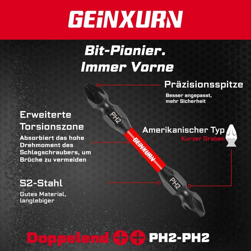 20-Piece T20-T25/PH2-PH2 Torx Phillips Impact Resistant Double End Screwdriver Bit