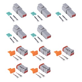 E-TING 5 Kit 2 Pin Way DT04-2P DT06-2S Waterproof Connector 13 Amps Continuous 14-22 AWG DT Series Connector for Automotive Applications